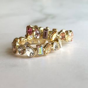 NEW! BaubleBar Alanna Ring set of two, size 7 iridescent and pink ombre